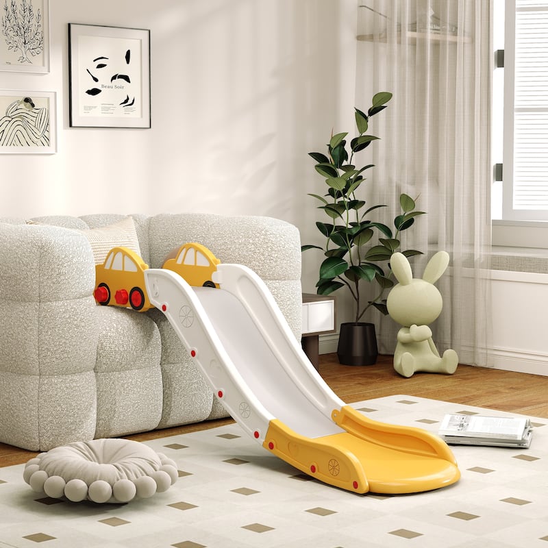 Extra Long Yellow Kids Slide for Sofa and Bed with Safe Buffer Design for Toddlers 18 to 48 Months