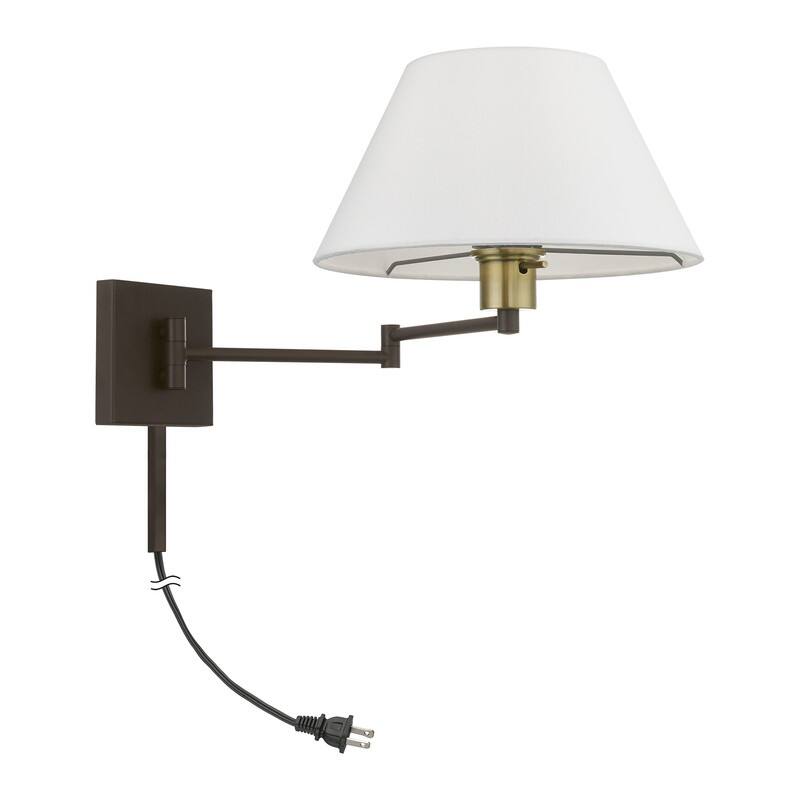 Livex Lighting 1-Light Off-White Shade Swing Arm Wall Lamp, 40039