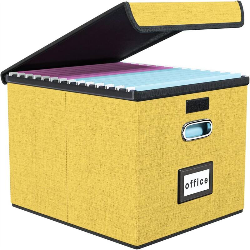 Collapsible File Storage Organizer Box - 14.9"L x 12.7"W x 10.8"H - Yellow