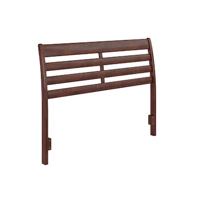 Solid Wood Headboard Full Size - Walnut Finish, USB Charger, Modern Bedroom Decor