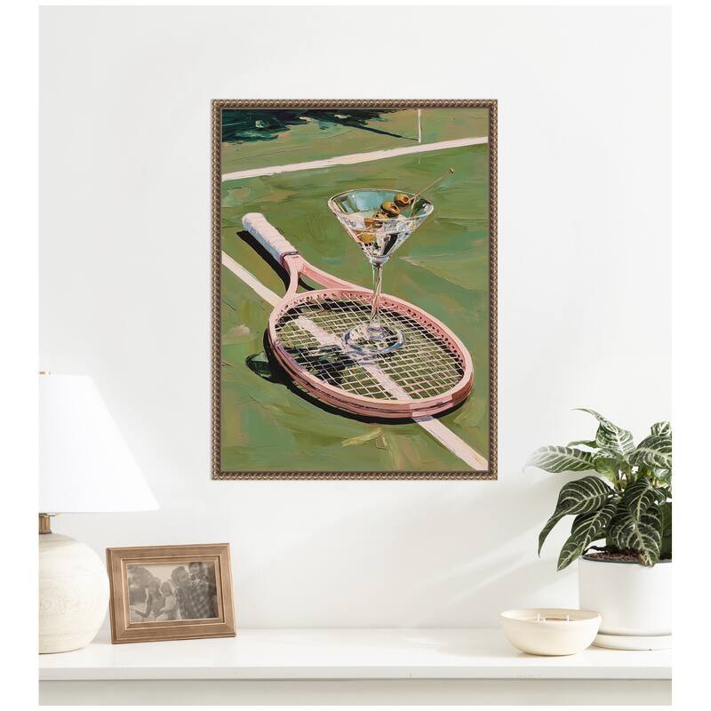 Kate and Laurel Tennis Martini by Honey Island Studio Framed Canvas Wall Art Print