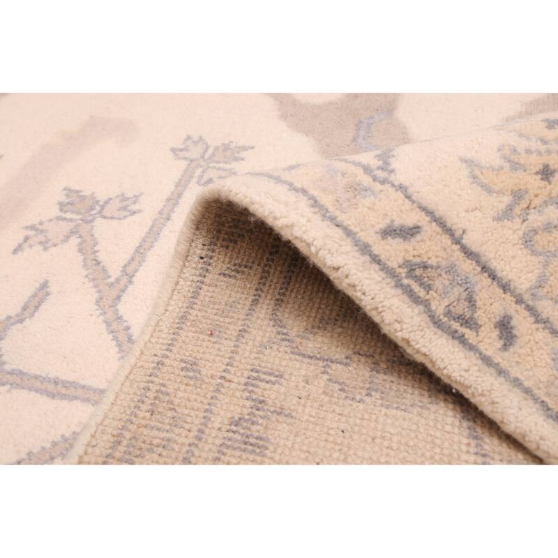 ECARPETGALLERY Hand-knotted Royal Oushak Ivory Wool Rug - 9'1 x 12'1