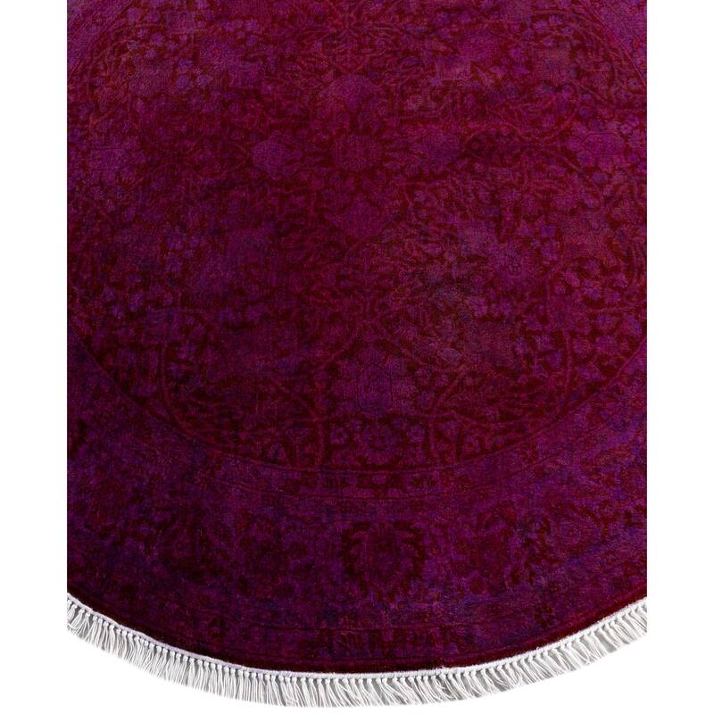 Overdyed One-of-a-Kind Hand-Knotted Area Rug - Purple - 4' 1" x 4' 1"
