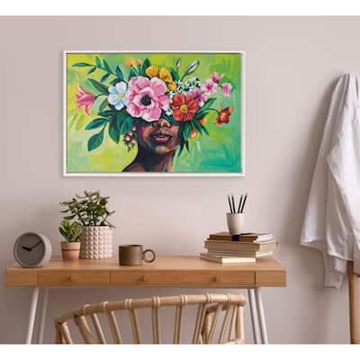 Kate and Laurel Sylvie Beaded Flourish Canvas by Rachel Christopoulos