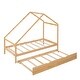 preview thumbnail 3 of 6, Solid Pine Wood House Bed with Twin Size Trundle - Maximized Space and Comfort