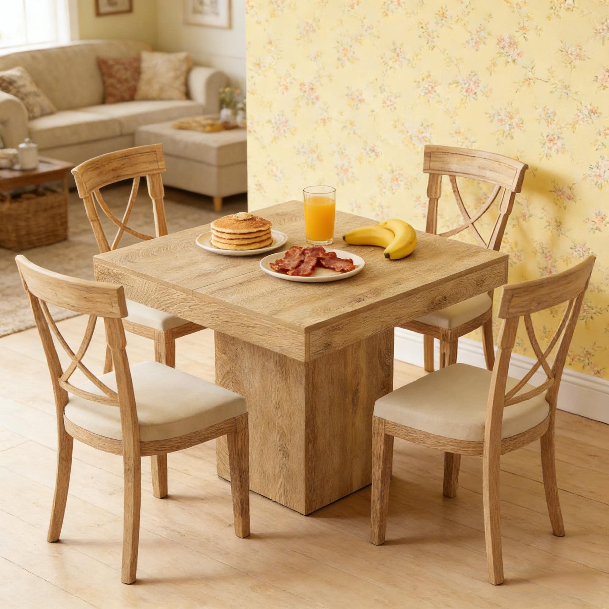 Square Kitchen Dinner Table (Not Including Chair) - Brown