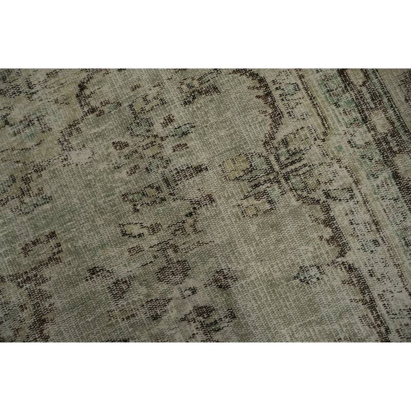 Hand Knotted Oriental 100% Wool Carpet Transitional Floral Green Anatolian Area Rug - 9' 0'' X 5' 11''