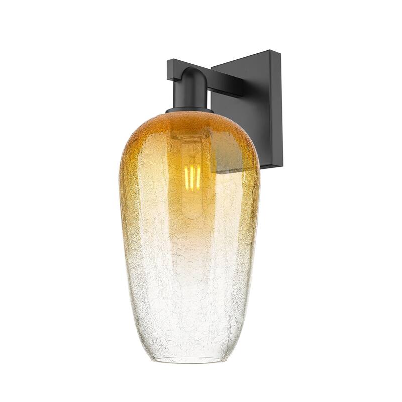 Innovations Lighting Downtown Urban - Brookhaven Flute - 1 Light 7" Wall-Mounted Sconce - Matte Black/Amber