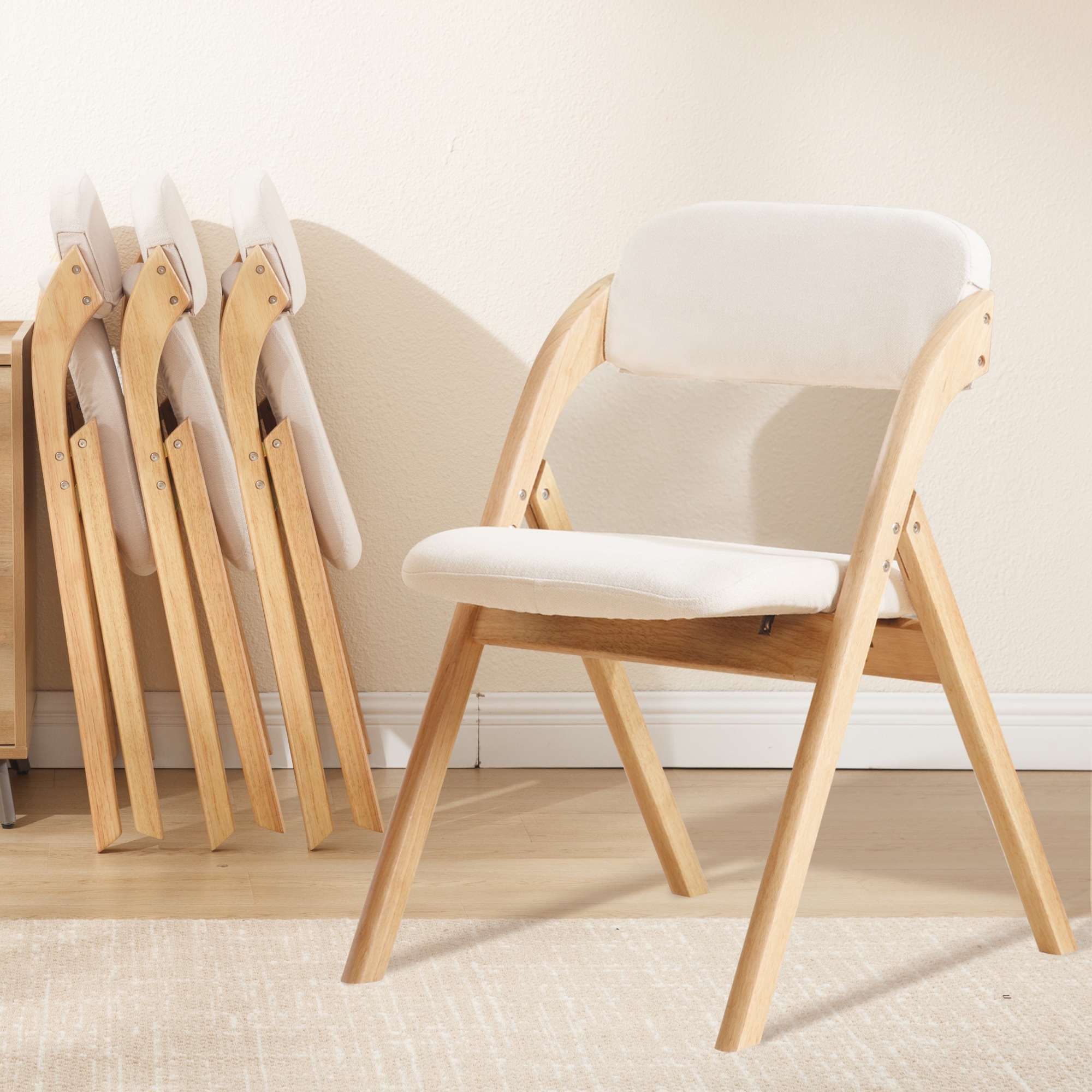 HOMYKA Padded Folding Chair Portable Wooden Dining Chairs