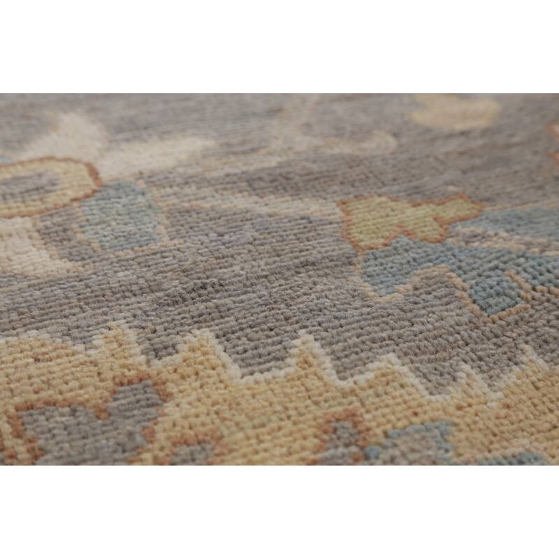Hand Knotted Oriental 100% Wool Carpet Transitional All-Over Greys & Charcoal Oushak Area Rug - 12' 0'' X 9' 1''
