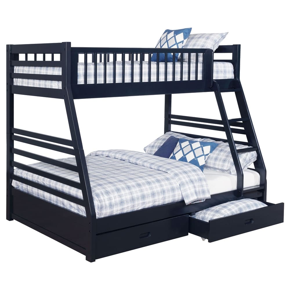 Ashton Wood Frame Twin over Full Bunk Bed with 2-drawer