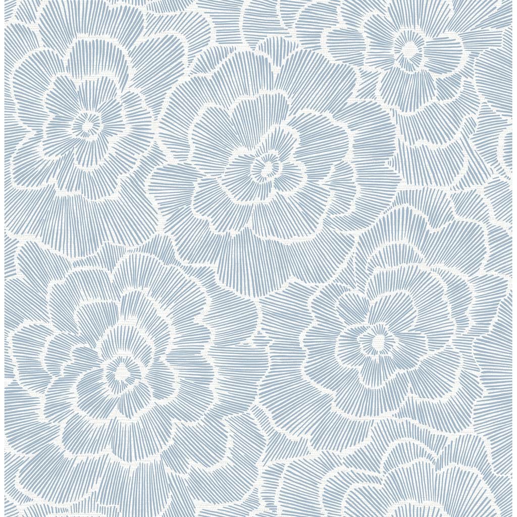 A-Street Prints Periwinkle Blue Textured Floral Wallpaper