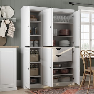 Palace Imports 100% Solid Wood China Pantry with Glass or Solid Wood Doors and 2-Drawers - 48.5" x 71.5"