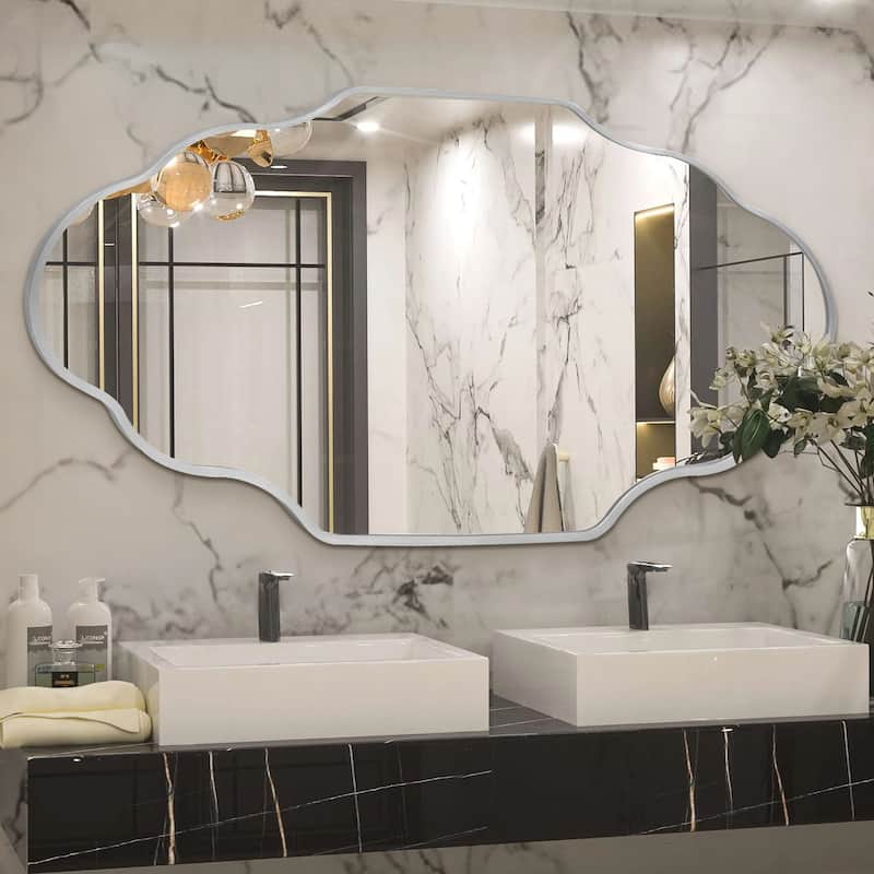 Scalloped Aluminum Alloy Framed Irregular Wall Mirror
