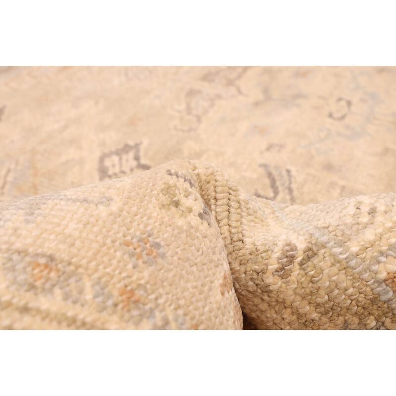 ECARPETGALLERY Hand-knotted Kavya Oushak Light Khaki Wool Rug - 8'11 x 11'8