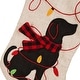 preview thumbnail 33 of 51, Glitzhome 21"L LED Embroidered Linen Reindeer Cat Dog Christmas Stockings