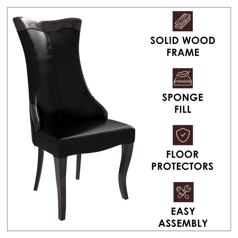 Dining Chair with Leather/Velvet Seat in Rubberwood Novara Series by LeisureMod