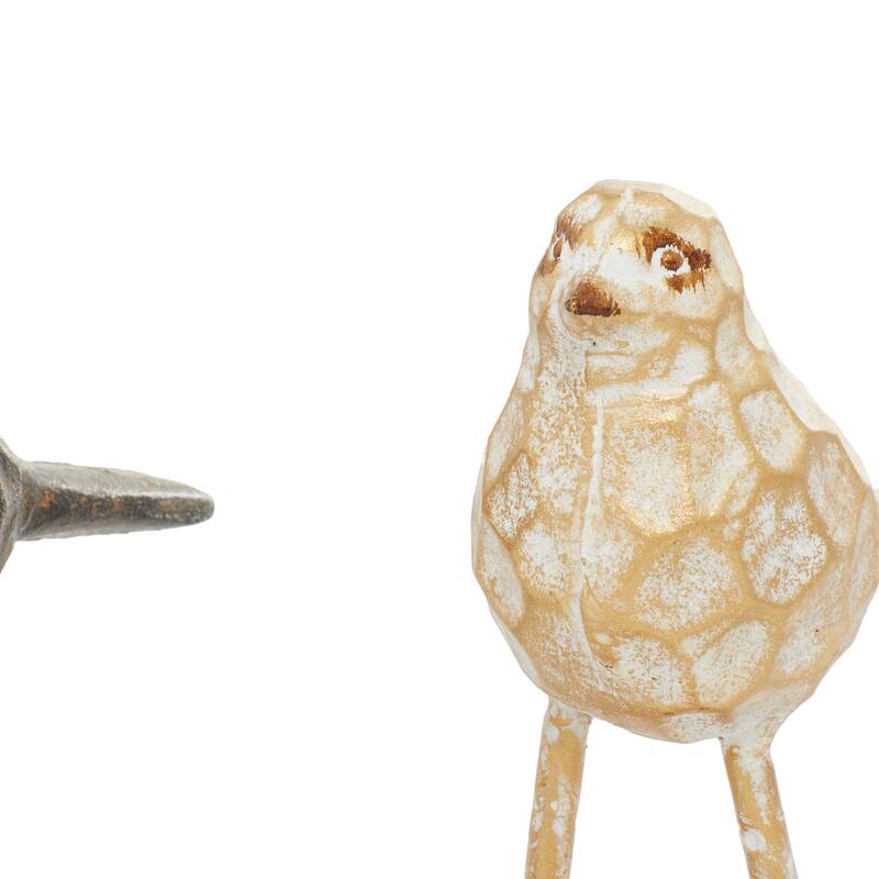 Gold Metal Bird Sculpture Set of 2 - 5 x 7 x 6