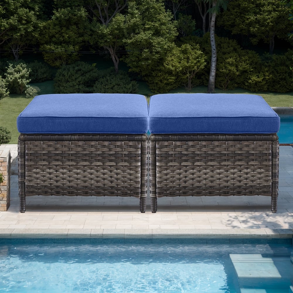 Gymojoy Patio PE Rattan Ottoman with Cushion