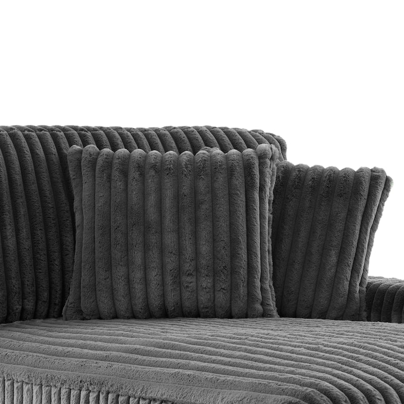 Modern Stripe Faux Fur Square Throw Pillows (Set of 2)