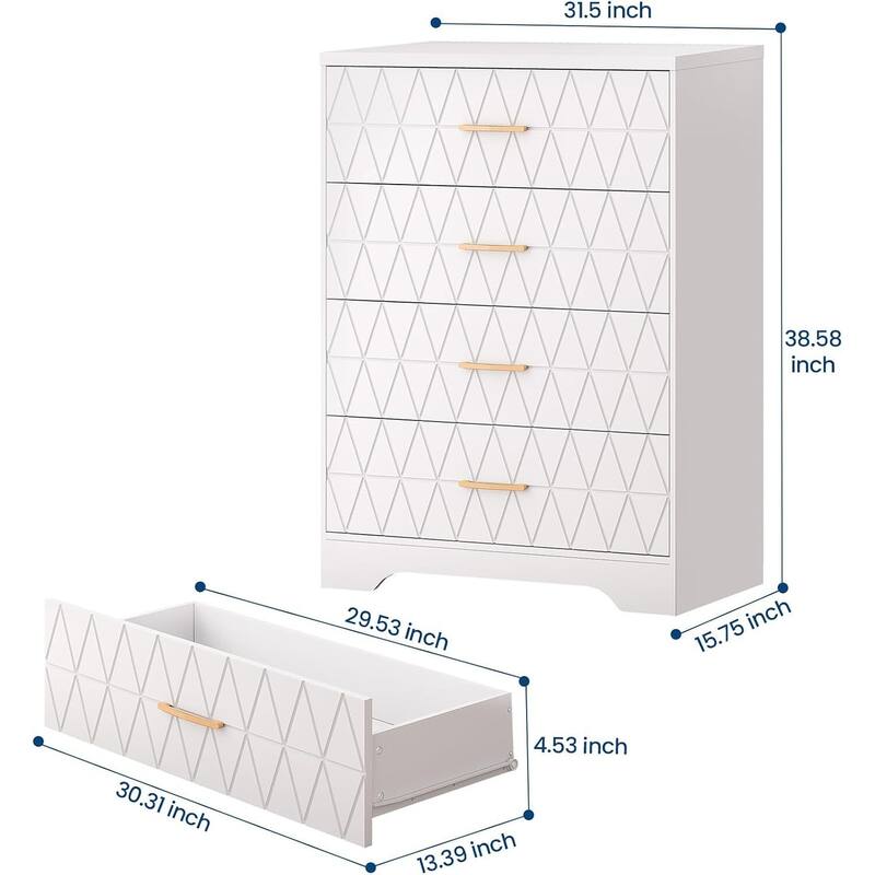 Tall Dresser, Storage Cabinet for Bedroom with 4 Drawers