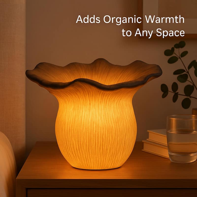Mushroom table lamp modern organic resin ambient lighting cozy home