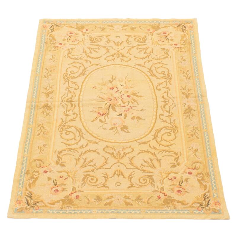 ECARPETGALLERY Flat-Weave Dynasty Khaki Cotton Tapestry Kilim - 2'11 x 4'8