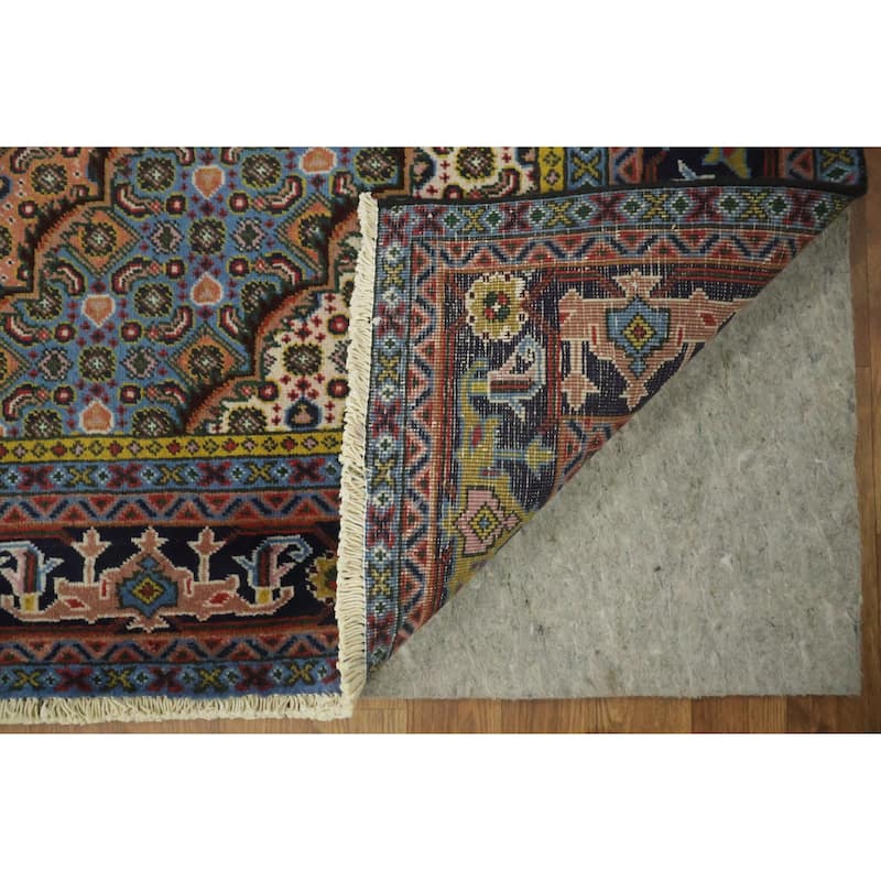 Hand Knotted Oriental 100% Wool Carpet Traditional Geometric Coral Tabriz Area Rug - 9' 3'' X 6' 5''