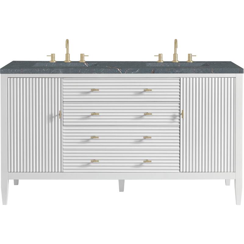 James Martin Vanities 485-V60D-FPBL Myrrin 60" Free Standing Double - Bright White
