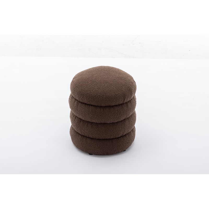 Soft Velvet Round Ottoman Footrest Stool