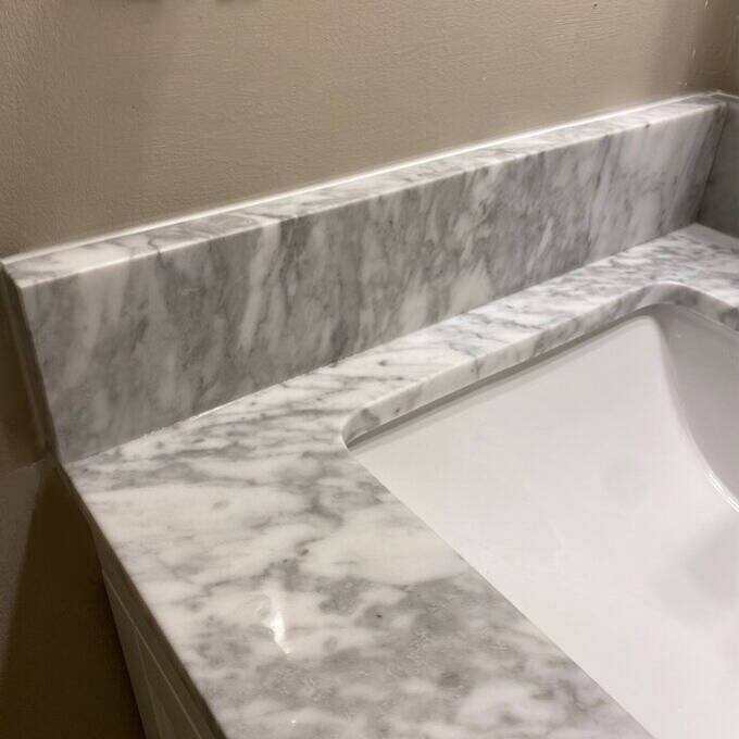 21 in. Marble Side Splash in Carrara White Bed Bath & Beyond 38971728