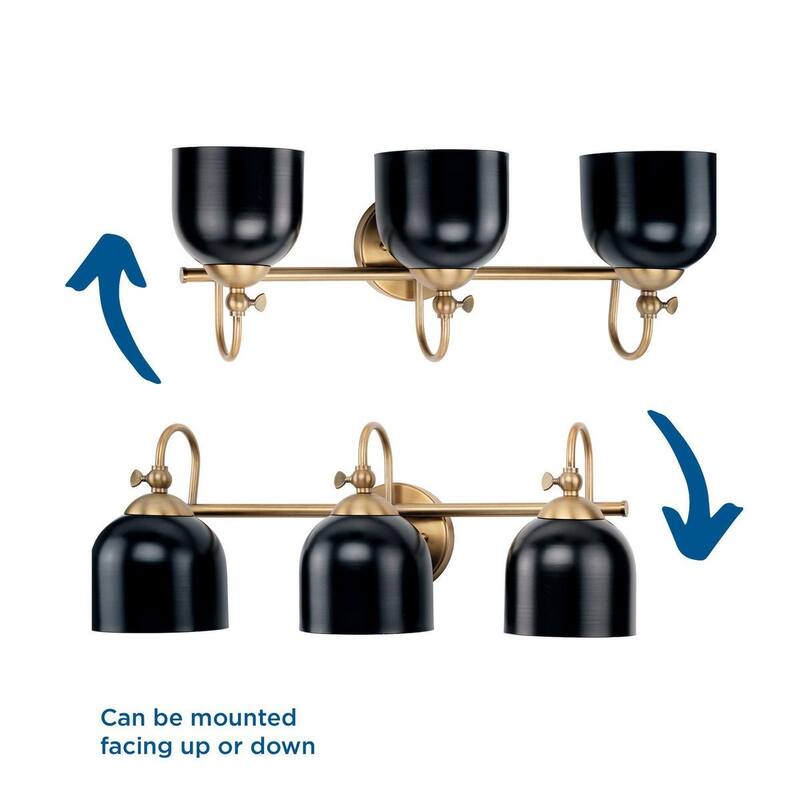 Dalton Collection Three-Light Brass Metal Shade Bath Vanity Light - 24 in x 7.37 in x 9 in