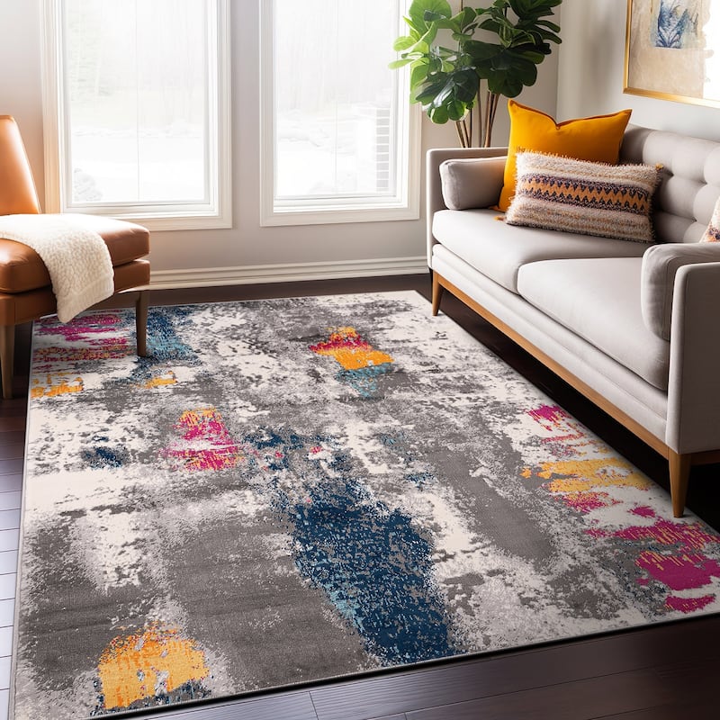 World Rug Gallery Cardiff Contemporary Abstract Area Rug - 3' 3" x 5' - Rectangle