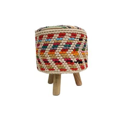 Home&Manor Lyon Cotton Round Stool