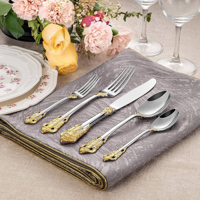45 Pieces 18/10 Stainless Steel Flatware set, Service for 8, silver