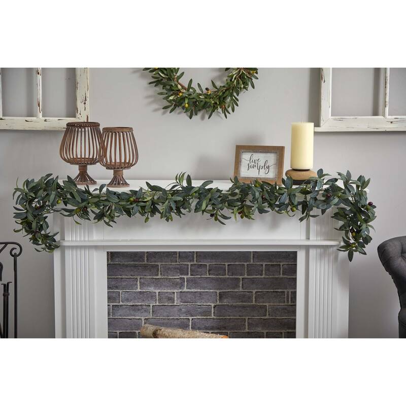Artificial Olive Garland 6.5Ft - Lush Greenery for Home Decor & Events - 78