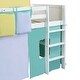 preview thumbnail 9 of 34, Colorful Loft Bed Twin Size Wood Bed Frame Support Loft Bed Rural Life Style with Full Length Guardrail and 3 Pockets