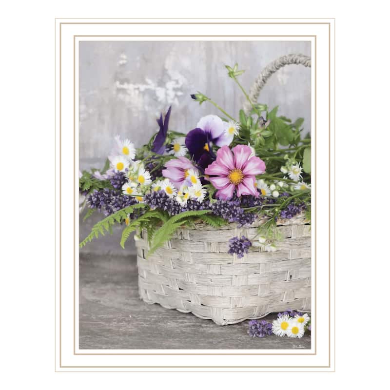 TrendyDecor4U Contemporary " Fresh Garden Basket" Framed Print Wall Art - White