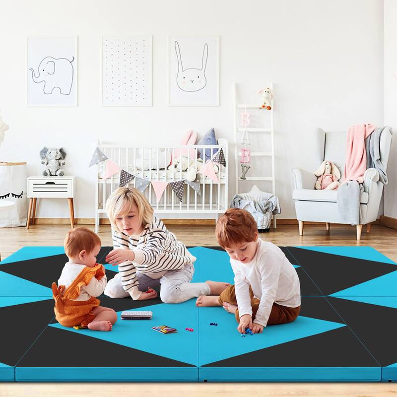 Gymax Gymnastics Gym Mat 4-Panel Folding Lightweight Gymnastics