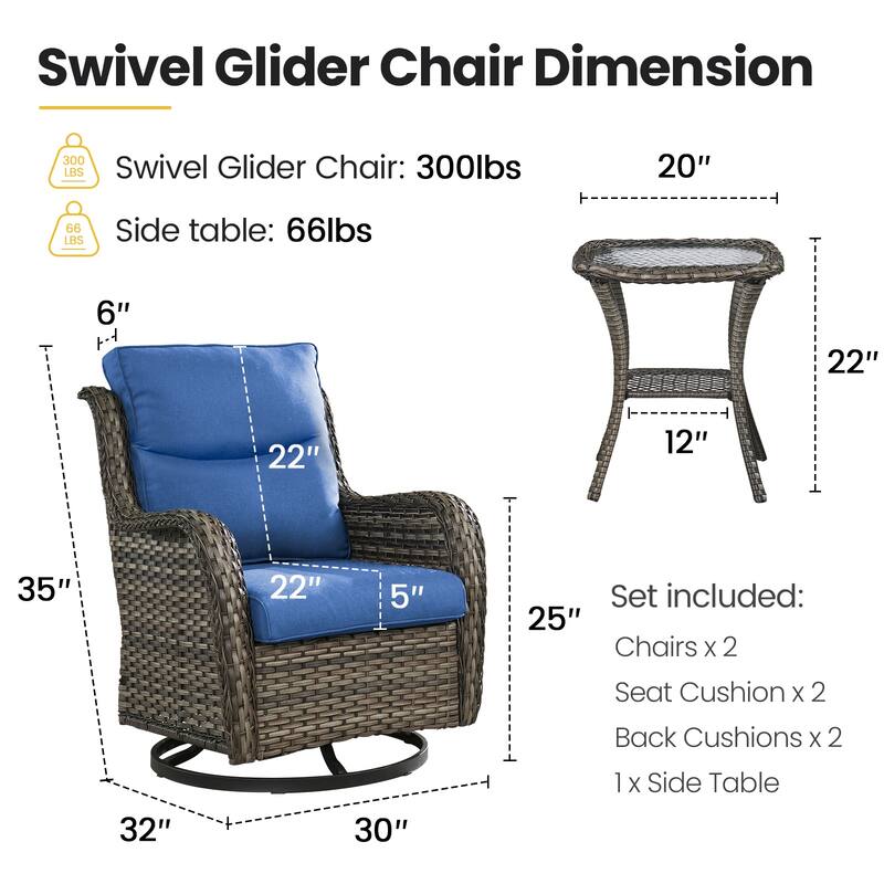 Outdoor Swivel Rcoker Patio Chair with Coffee Table