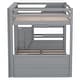 preview thumbnail 9 of 10, Gray Full Size Solid Wood Convertible Bunk Bed with Storage Staircase and Drawers