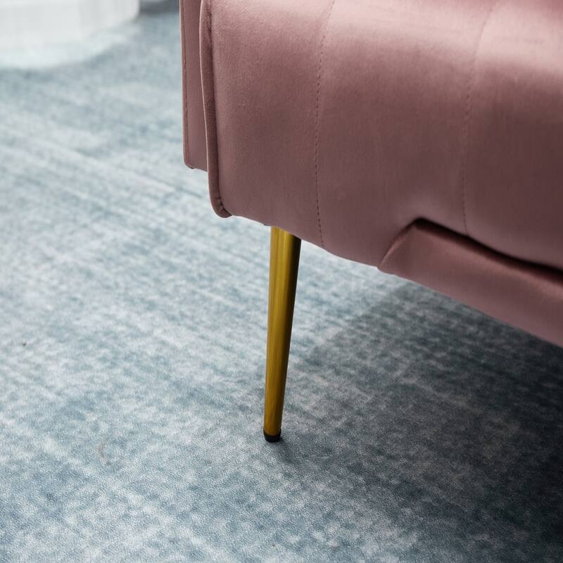 Velvet Sofa Bed, Golden Legs, Easy Assembly for Small Spaces