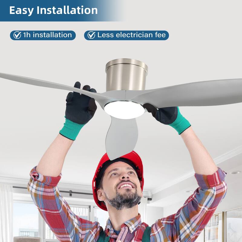 52in Smart Low Profile Ceiling Fans with Lights Remote Quiet DC Motor Control with WIFI Alexa App - 52