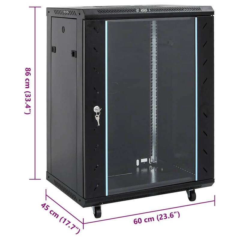 vidaXL 15U Network Cabinet with Swivel Feet 19" IP20 23.6x17.7x33.9" - 23.6 x 17.7 x 33.9"