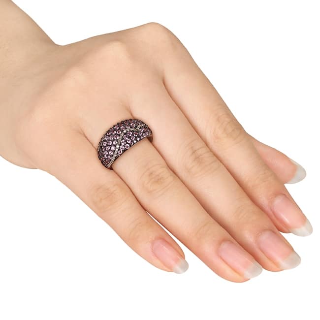 Miadora 1/6ct TW Diamond 1 4/5ct TGW Pink Sapphire Pave Ring Sterling Silver