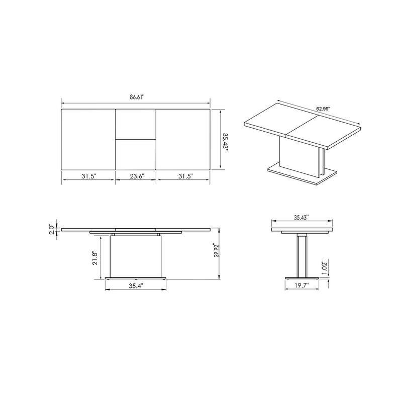 Somette Kalie Grey Extendable Laminate Dining Table
