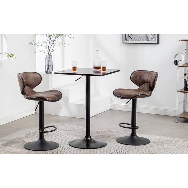 slide 5 of 6, Adjustable 27-36 Height Industrial Height Metal Bar Table Swivel Square Cocktail Black