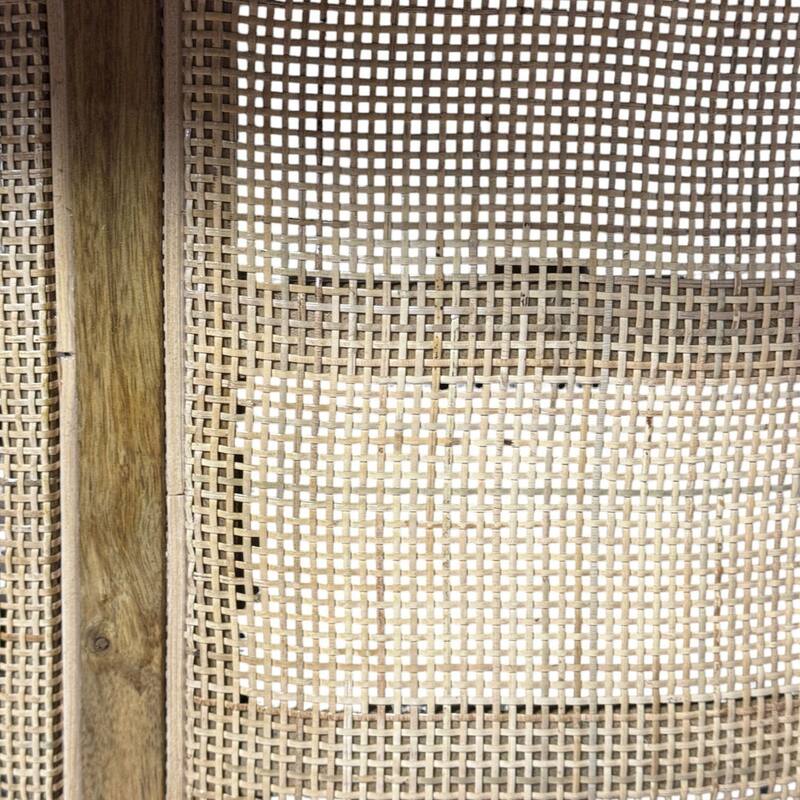 Marlowe Drum-Style Coffee Table - Solid Blonde Acacia Wood Top with Handwoven Cane Drum Base Table