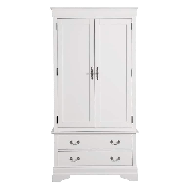 Wooden Armoire with 2-Drawers - 78" - White