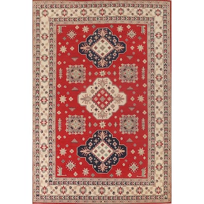 Red Kazak Oriental Area Rug Handmade Traditional Wool Carpet - 9'0"x 12'8"